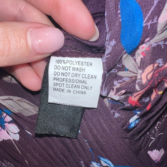 leena by Mac Duggal Floral Long Sleeve Maxi Purple Boho Formal Wedding Guest - Picture 4 of 7